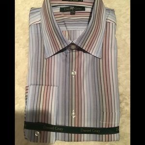 Men’s NWT size 17. 34/35 length sleeves Daniel gray hundred percent cotton shirt